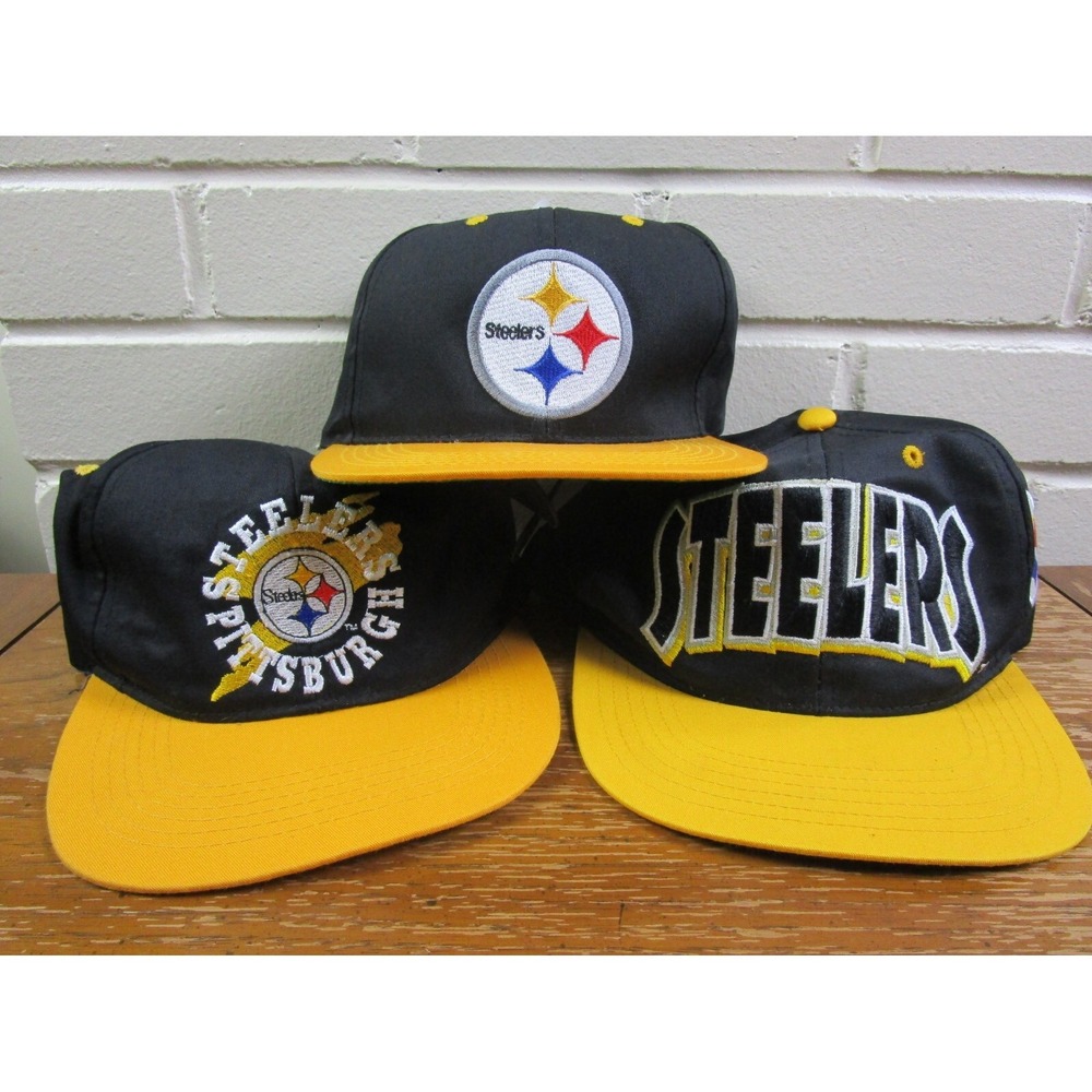 Vintage Pittsburgh Steelers Hat Lot Of 3‎ Snap Back Youth Sized 1990's Football